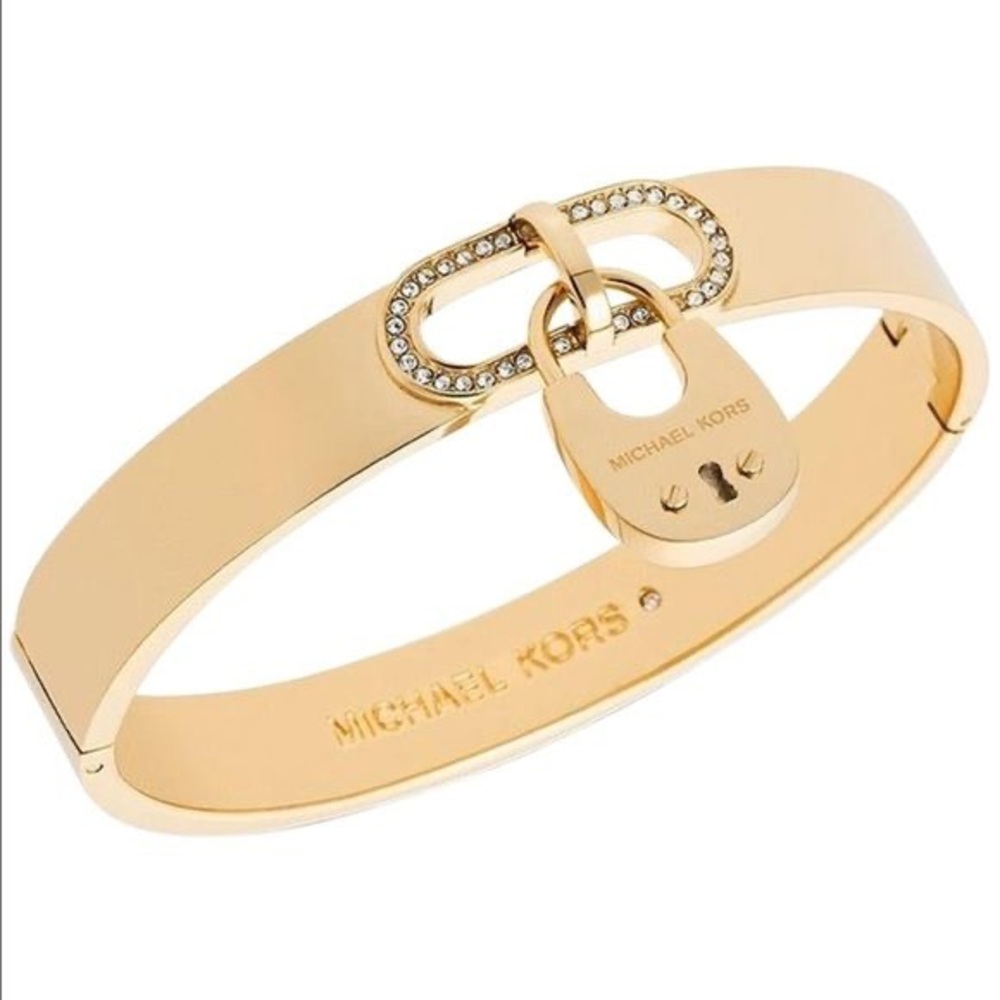 Michael Kors Gold Tone Cityscape Padlock Bracelet